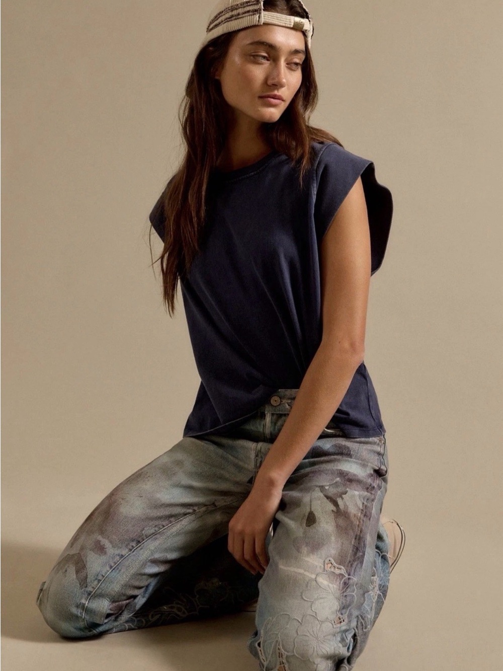 Free People West Coast Illusions Cutwork Jeans We The Free Embroider Watercolor - Picture 6 of 8